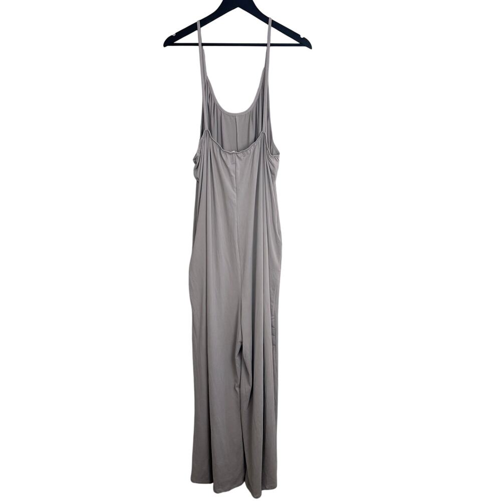 Curvy Spaghetti Straps Taupe Wide Leg Jumpsuit 3X - Picture 4 of 4